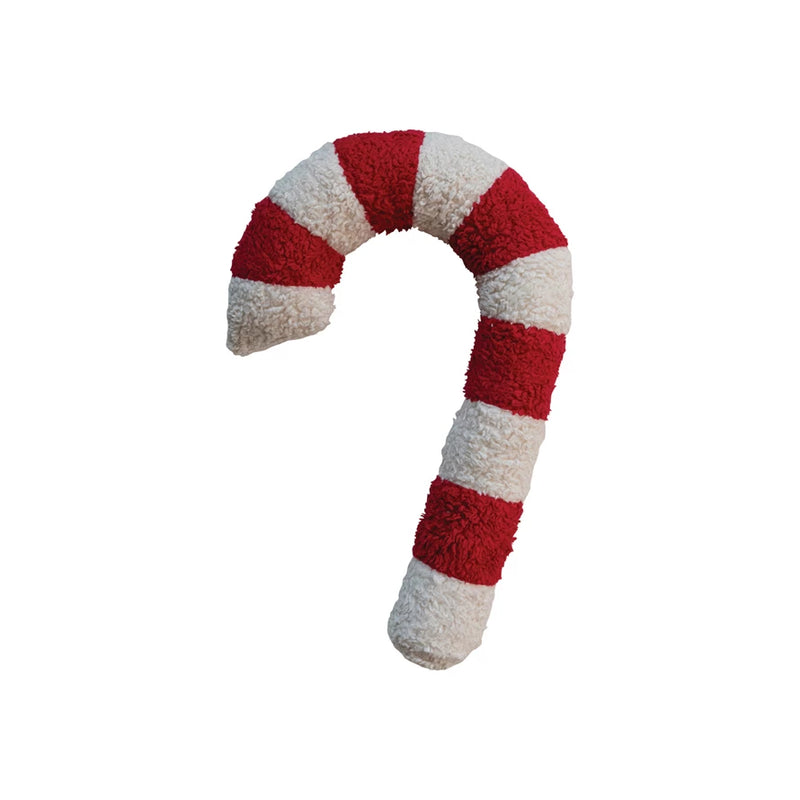 22"x13" Cotton Sherpa Candy Cane Pillow