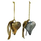 Metal Heart Shaped Bell Ornament