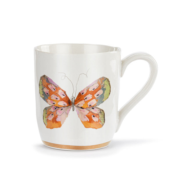 Butterfly White Mug with Gold Trim