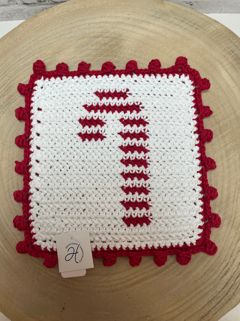 8" Sq. Crochet Pot Holder - Christmas