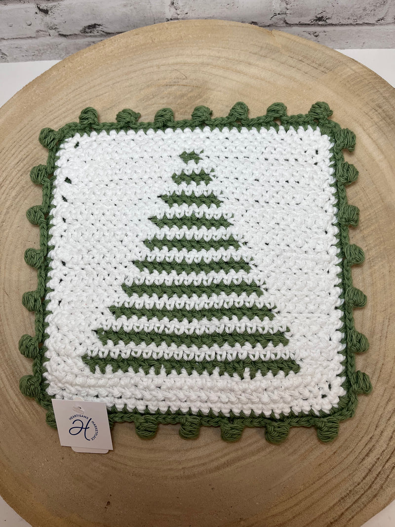 8" Sq. Crochet Pot Holder - Christmas
