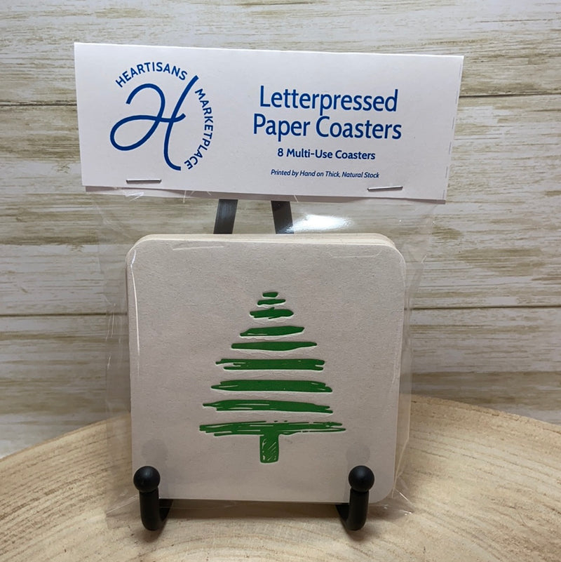 Letterpress - Reindeer/Christmas Tree Coasters